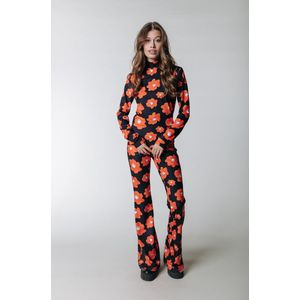 Colourful Rebel Flower Peached Extra Flare Pants - XS