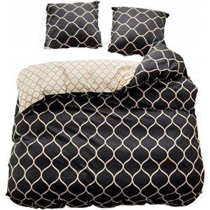 Luxe Katoen Satijn Dekbedovertrek Set 200x220cm Zwart/Wit