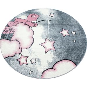 Ayyildiz - Kids - Rond Kindervloerkleed - Roze - 120x120 cm