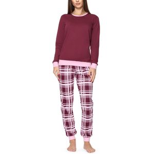 Merry Style – Damespyjama – Tweedelig – Lang - wijnrood/geruit – S - Kleurrijk met Patroon - MS-MS10-268-PJ