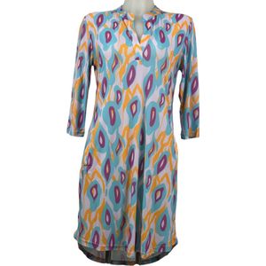 Angelle Milan – Travelkleding voor dames – Paars/blauw/gele Jurk – Ademend – Kreukherstellend – Duurzame jurk - In 5 maten - Maat S
