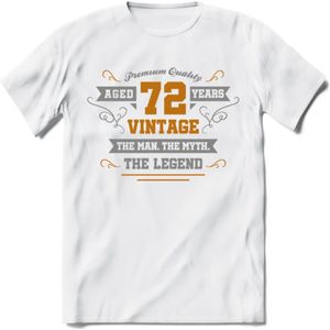 72 Jaar Legend T-Shirt | Goud - Zilver | Grappig Verjaardag Cadeau | Dames - Heren | - Wit - S