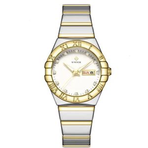 Borasi Majestueus Horloge | ZilverGoud&Wit | 30 M Waterproof| 5 Kleuren | Dag en Datum Aanduiding | Dames Horloges | Cadeau Voor Haar | Cadeau Voor Moeder | Moederdag Cadeau | Cadeau voor Dames