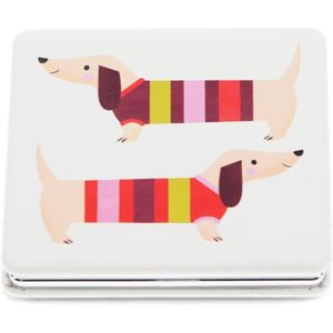 Teckel - zakspiegeltje - spiegel - hond - dubbelzijdig - zakspiegel - make-up spiegel - pocket spiegel