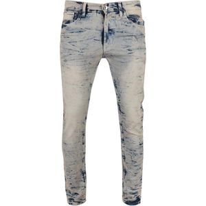 Southpole - Stretch Signature Denim marble Broek rechte pijpen - 36/32 inch - Blauw/Wit