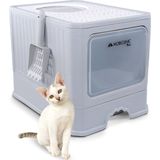 Mobiclinic CatBox - Gesloten kattenbak met borstel - Grote inhoud - Uitschuifbare bak - Stabiel - Onderdak - Comfortabel