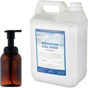 Zeepdispenser 300 ml amber bruin hervulbaar + 5 Liter Bodylotion Cool Down navulling