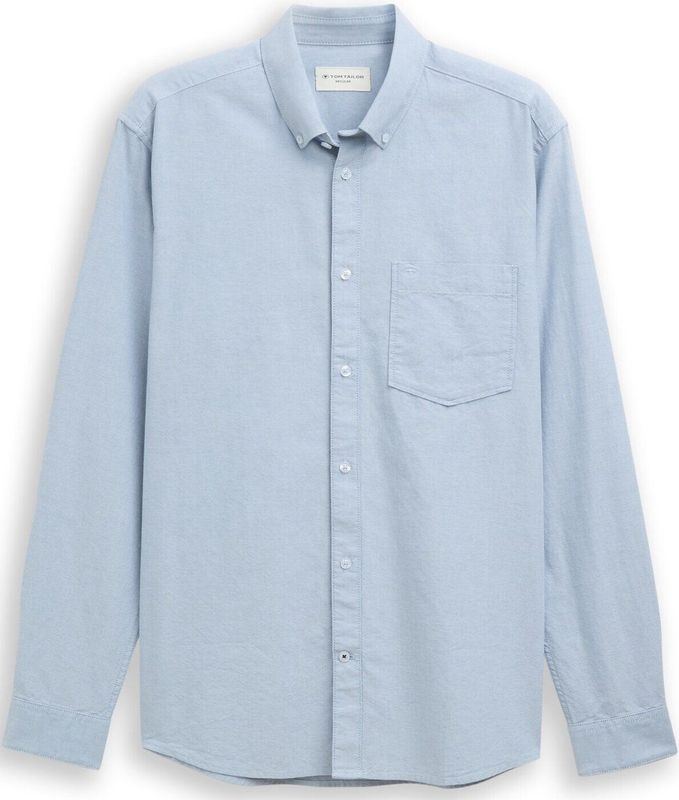 TOM TAILOR - Overhemd - Lichtblauw - Regular Fit - Lange Mouw