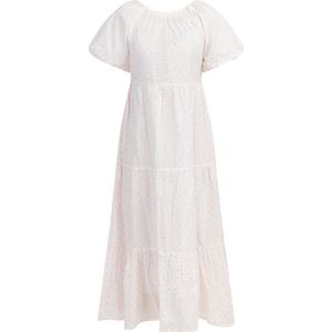 Mymo - Maxi Jurk - Wit Roze Oranje - Dames - Korte Mouwen