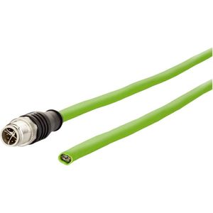 Metz Connect 142M2X10050 M12 Netwerkkabel, patchkabel CAT 6A S/FTP 5.00 m Groen PUR-mantel, Zuurbestendig, Ozonbestendi