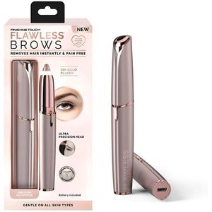 Flawless Wenkbrauw Trimmer – Pijnloos – Precisie Haarverwijderaar – Met LED Licht – Draadloos – 18K Goud