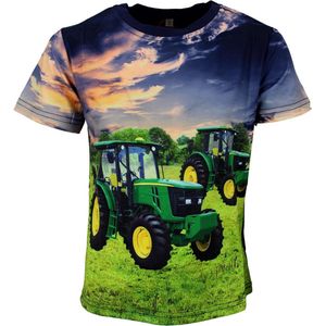 S&C Shirtje groene Tractoren Kids & Kind Jongens Blauw - Maat: 98/104