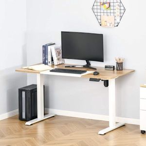 Computertabel Elektrisch bureau Standhoogte Verstelbaar tafel frame met motorbureau blikjes metalen natuur+wit