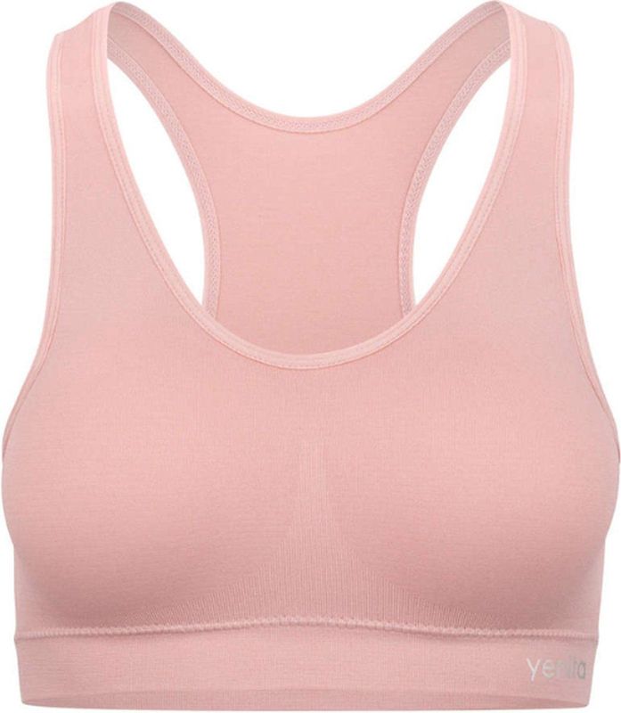 Microfiber sportbeha - Racerback - Uitneembare cups - Lichtroze - Maat S