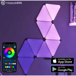 HappyLEDS® Triangle LED Lights App - Wandlamp Binnen – RGB LED Verlichting - Gaming Accesoires – Triangle LED Panelen - 6 Stuks