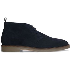 Manfield - Heren - Blauwe suède veterboots - Maat 43