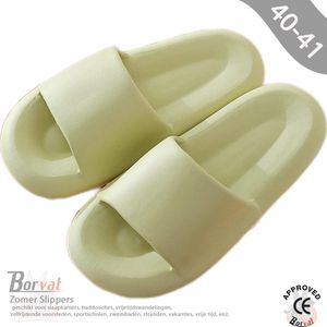 Borvat® - Zomer Slippers Wolky Dichte Slippers Paar Thuis Outdoor Slipper Zomer Strand Slaapkamer Schoenen Dames Slippers Dikke Bodem Sandalen - Unisex - Licht groen - Maat 40-41