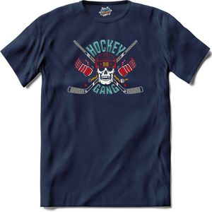 Hockey Gang | Ijs Hockey - Schaatsen - Sport - T-Shirt - Unisex - Navy Blue - Maat L