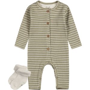 Dirkje - Noppies - Boxpak lichtgroen gestreept - Noppies sokjes oatmeal - Maat 74