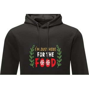 Unisex Kerst Hoodie - 'Just Here for the Food' - De Must-Have voor de Feestdagen -XXLarge