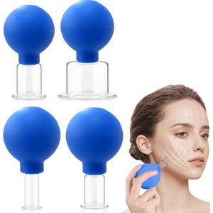 4-Delige cupping set - Facial Cupping - Face Cupping Set - Cellulite Cups - Anti Cellulite Lymfatische Therapie - Gezicht Cupping - Vacuüm Massage Therapie - Siliconen Face Cups - Vacuüm Zuig - Massage Cups - Massage Sets - Blauw