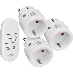 Comfort-Line Draadloze Schakelaarset Mini 3+1 - Binnenshuis - Afstandsbediening - Contactbescherming - Wit klikaanklikuit schakelaar