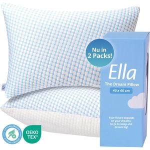 Ella Kinderkussen 2 stuks - Hoofdkussen Kind 40 x 60 cm 40 x 60 cm - Peuterkussen Traagschuim - 2 tot 12 Jaar - Inclusief kussensloop