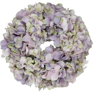 Viv! Home Luxuries Hortensia krans - zijde - lavendel paars - Ø30cm