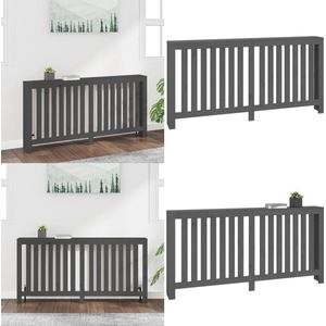 vidaXL Radiatorombouw 169x19x84 cm massief grenenhout grijs - Radiatorombouw - Radiatorhoes - Radiatorbekleding - Verwarmingshoes