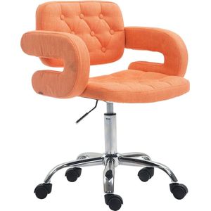Bureaustoel - Barkruk - Chesterfield - In hoogte verstelbaar - Polyester - Oranje - 62x55x90 cm