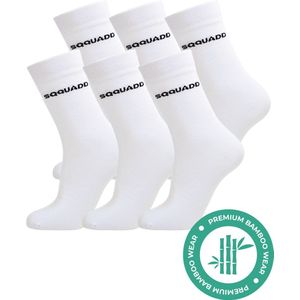 SQQUADD® Bamboe Sokken Dames en Heren - Wit 6-pack - Maat 35-38 - Naadloos en Duurzaam - Tegen Zweetvoeten - Bamboo