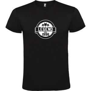 Zwart T-Shirt met “Legend sinds 1996 “ Afbeelding Wit Size XXXXL