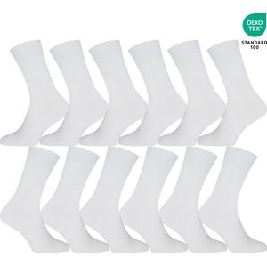 12 Pack - Sokken - 12 Paar - Wit - Katoen - Populair - Maat 35-38 - Sokken - Heren en Dames