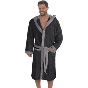 Trendy katoenen badjas voor heren in zwart/grijs - ultiem comfort en stijl