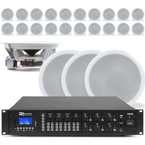 Power Dynamics uitgebreide plafond speaker set met 24 speakers - 100V - Wit