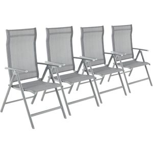 Inklapbare Tuinstoelen Set van 4 - Robuust Aluminium Frame - Verstelbare Rugleuning - Lichtgewicht en Weerbestendig - Perfect voor Buiten