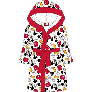 Mickey Mouse badjas wit/rood coral fleece maat 116/128