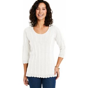 Korte opengewerkte trui met ronde hals