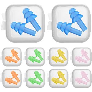 Herbruikbare siliconen oordopjes - Set van 10 - Waterdichte ruisonderdrukkende oordopjes - Ruisonderdrukking - Oordopjes voor slapen - Zwemmen - Snurken - Concerten - Vliegtuigen- Reizen - Werk - Festival