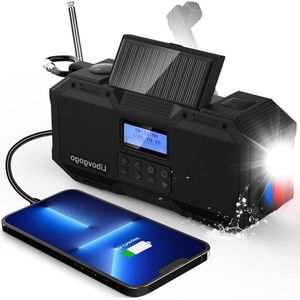 Noodradio Draagbare DAB+-FM-radio waterdichte bluetooth-luidspreker zwengelradio mobiele telefoon 4000 mAh powerbank zonne-energie zaklamp stroboscooplicht