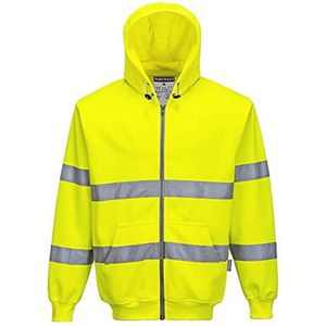 Geel Hi-Vis Zipsweater met capuchon en rits - XXL