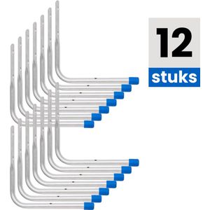Wandhaak Metaal Verzinkt – 20 cm – Ophanghaak voor Muurbevestiging met Schroeven - 12 Stuks