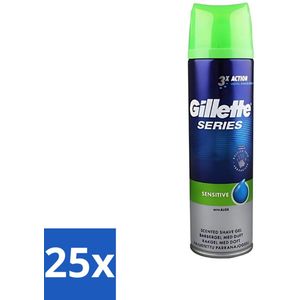 25 x Gillette Series - Scheergel - Sensitive - Aloe Vera - Voor de gevoelige huid - 200 ml - Gevoelige Huid - Scheergel - Aloe Vera - Menthol - Scheren