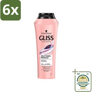 Gliss - Shampoo - Split Hair Miracle - Voor Beschadigd Haar - 250 ml - Voordeelverpakking - 6 stuks - Gespleten haarpunten - Beschadigd haar