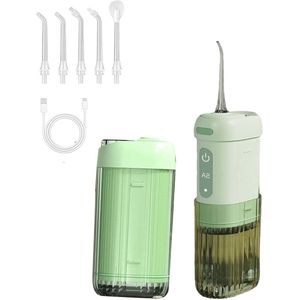 Waterflosser voor tanden, draagbare monddouche met 4 standen, 5 flosspunten, telescopische watertank van 200 ml, IPX7 waterdicht, oplaadbare, draadloze tandplakverwijderaar voor thuis en op reis