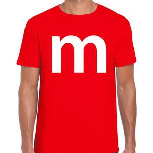 Letter M verkleed/ carnaval t-shirt rood voor heren - M en M carnavalskleding / feest shirt kleding / kostuum XXL