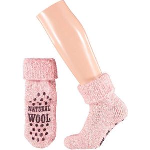 Apollo - Huissokken - Roze - Wol met Antislip
