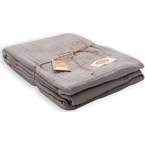 Muślin Dekoratieve Plaid 240x210 Grijs - 100% Katoen