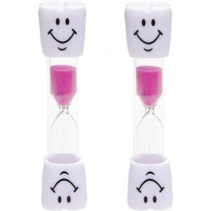Zandlopers - 2 stuks - badkamer douche - spelletjes timer - roze - 3 minuten