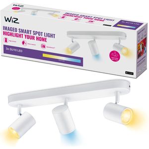 WiZ Opbouwspot Imageo Wit 3 spots - Slimme LED-Verlichting - Warm- tot Koelwit Licht - GU10 - 3x 5W - Wi-Fi